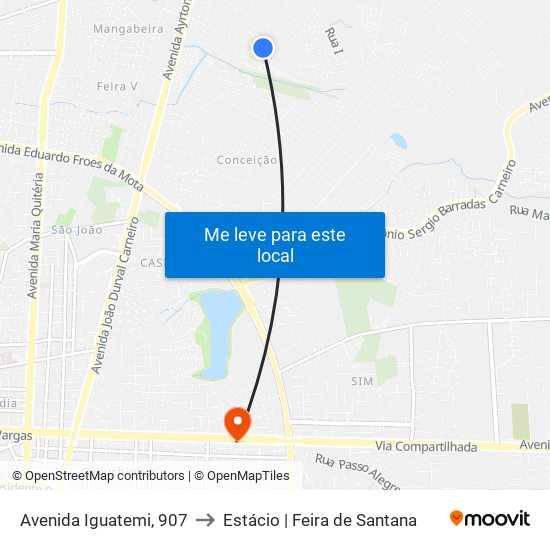 Avenida Iguatemi, 907 to Estácio | Feira de Santana map