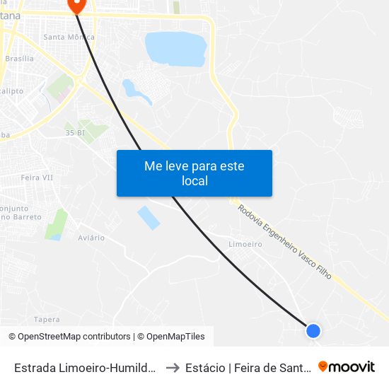 Estrada Limoeiro-Humildes, 2 to Estácio | Feira de Santana map