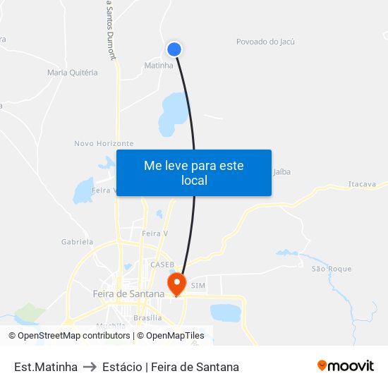 Est.Matinha to Estácio | Feira de Santana map