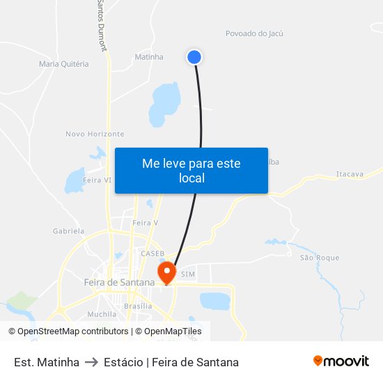 Est. Matinha to Estácio | Feira de Santana map