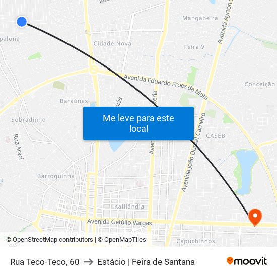 Rua Teco-Teco, 60 to Estácio | Feira de Santana map