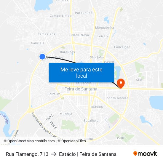 Rua Flamengo, 713 to Estácio | Feira de Santana map