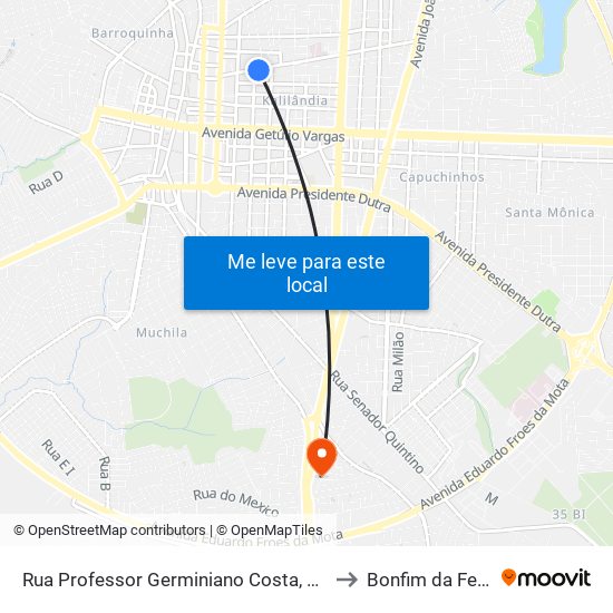 Rua Professor Germiniano Costa, 320 to Bonfim da Feira map