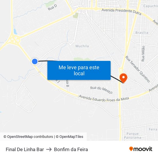 Final De Linha Bar to Bonfim da Feira map