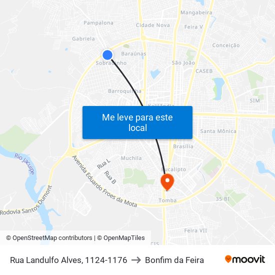 Rua Landulfo Alves, 1124-1176 to Bonfim da Feira map
