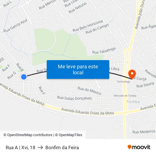 Rua A | Xvi, 18 to Bonfim da Feira map