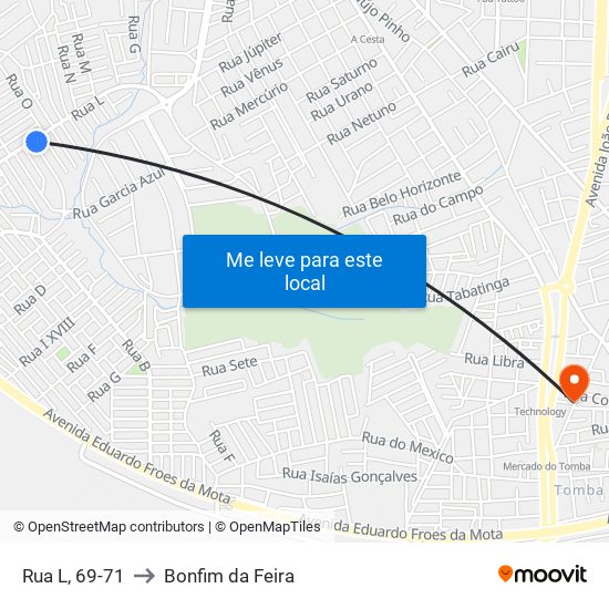 Rua L, 69-71 to Bonfim da Feira map