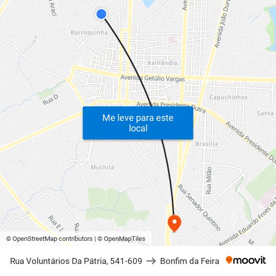 Rua Voluntários Da Pátria, 541-609 to Bonfim da Feira map