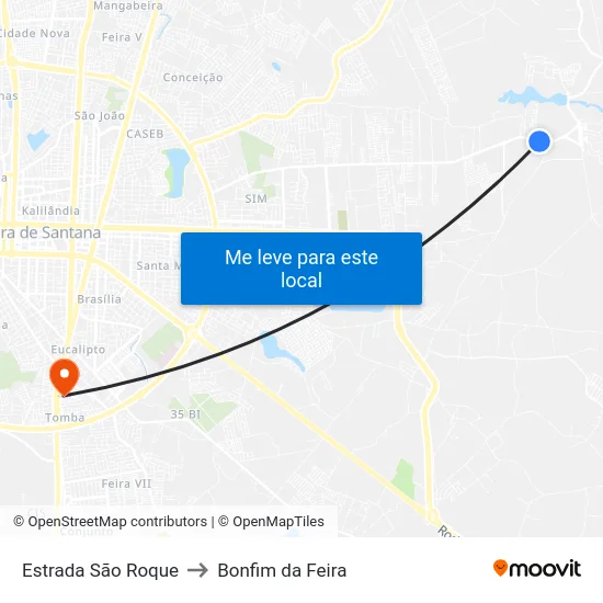 Estrada São Roque to Bonfim da Feira map