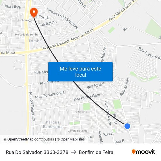 Rua Do Salvador, 3360-3378 to Bonfim da Feira map