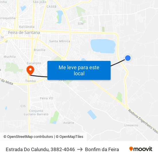Estrada Do Calundu, 3882-4046 to Bonfim da Feira map