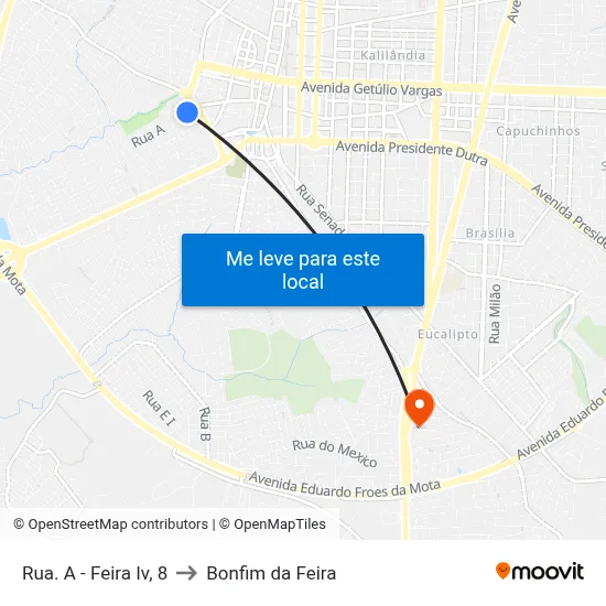 Rua. A - Feira Iv, 8 to Bonfim da Feira map
