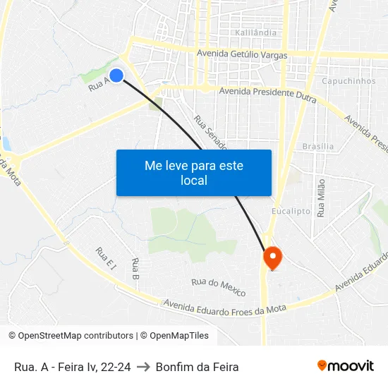 Rua. A - Feira Iv, 22-24 to Bonfim da Feira map