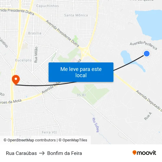 Rua Caraúbas to Bonfim da Feira map