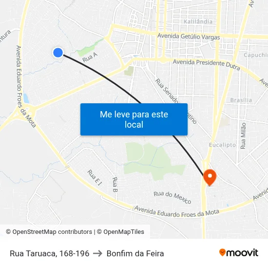 Rua Taruaca, 168-196 to Bonfim da Feira map