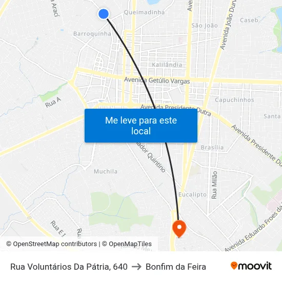 Rua Voluntários Da Pátria, 640 to Bonfim da Feira map