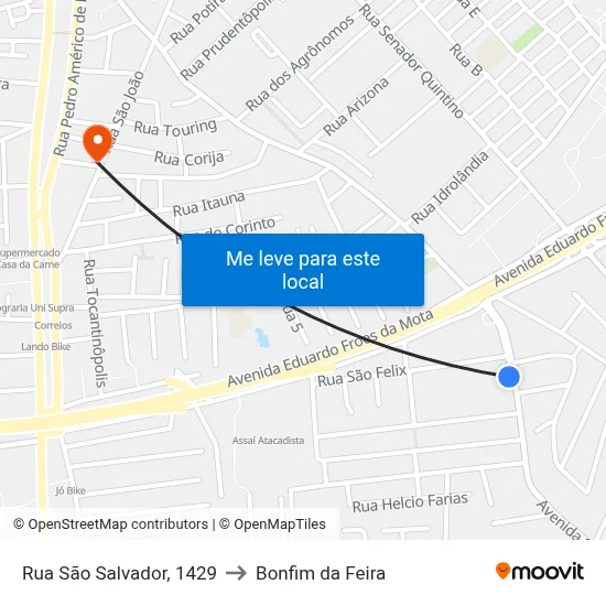 Rua São Salvador, 1429 to Bonfim da Feira map
