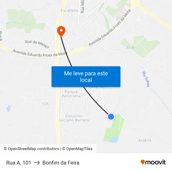 Rua A, 101 to Bonfim da Feira map