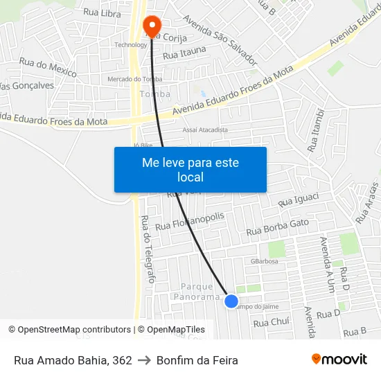 Rua Amado Bahia, 362 to Bonfim da Feira map