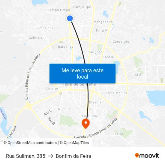 Rua Suliman, 385 to Bonfim da Feira map