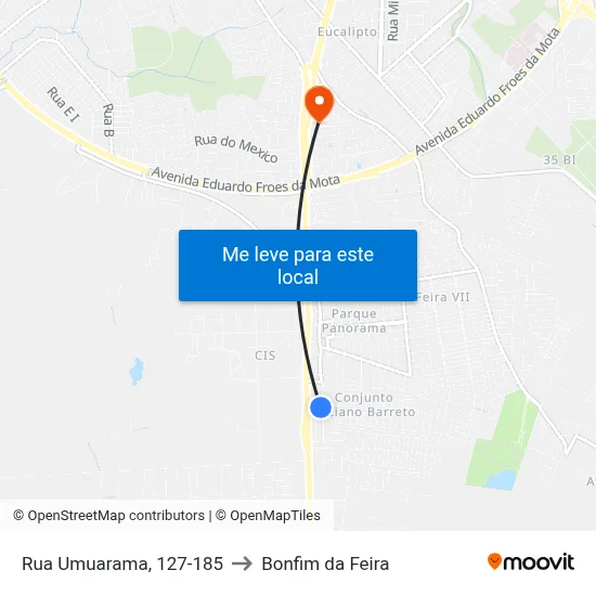 Rua Umuarama, 127-185 to Bonfim da Feira map
