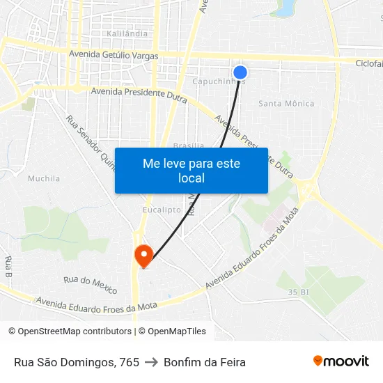 Rua São Domingos, 765 to Bonfim da Feira map