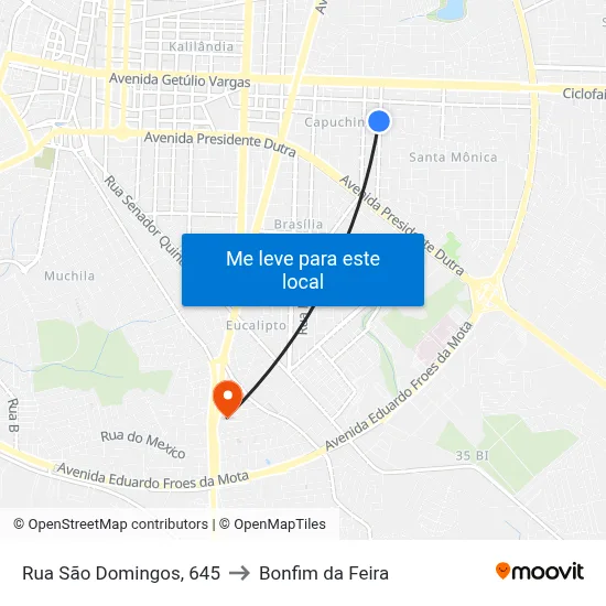 Rua São Domingos, 645 to Bonfim da Feira map