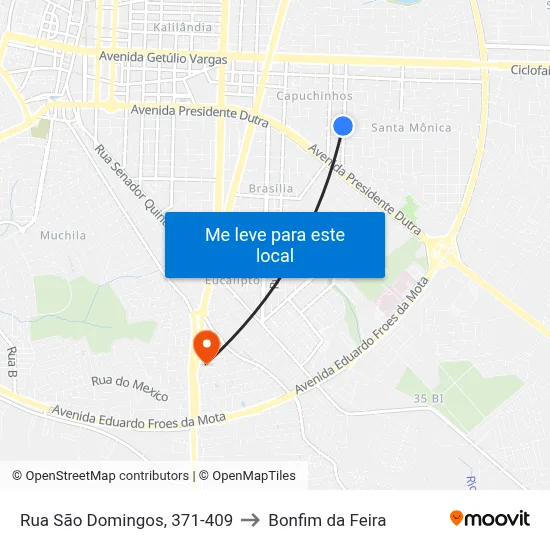 Rua São Domingos, 371-409 to Bonfim da Feira map