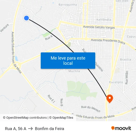 Rua A, 56 A to Bonfim da Feira map