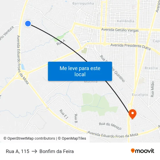 Rua A, 115 to Bonfim da Feira map