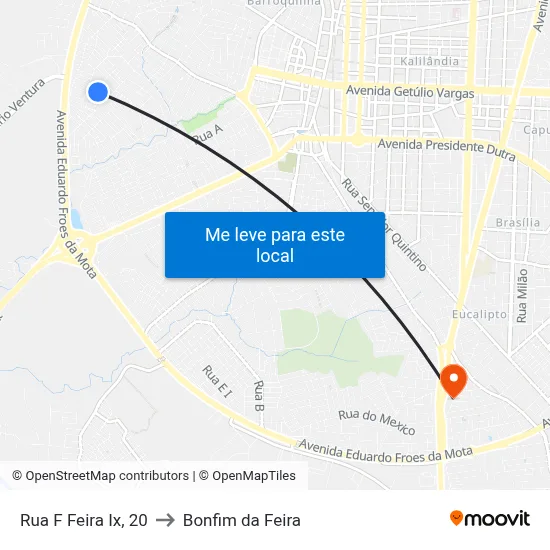 Rua F Feira Ix, 20 to Bonfim da Feira map