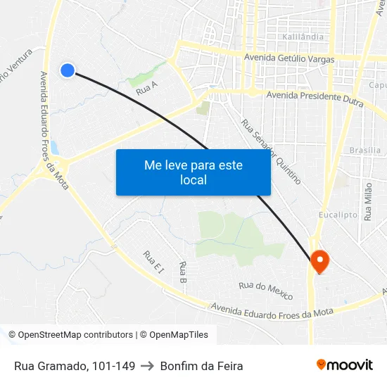 Rua Gramado, 101-149 to Bonfim da Feira map