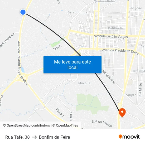 Rua Tafe, 38 to Bonfim da Feira map