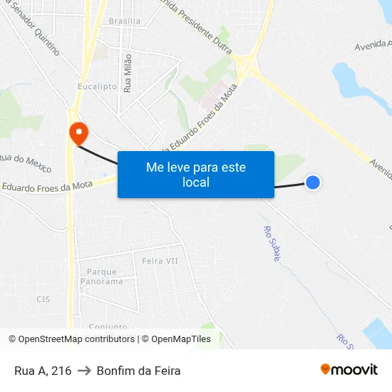 Rua A, 216 to Bonfim da Feira map