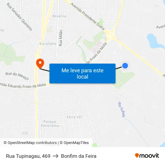 Rua Tupinagau, 469 to Bonfim da Feira map