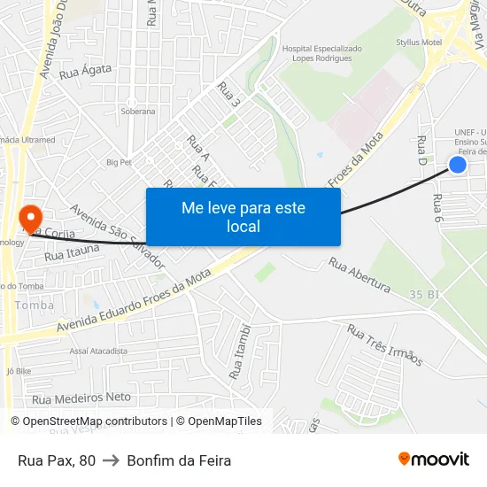 Rua Pax, 80 to Bonfim da Feira map