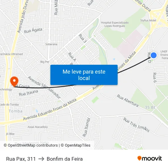 Rua Pax, 311 to Bonfim da Feira map