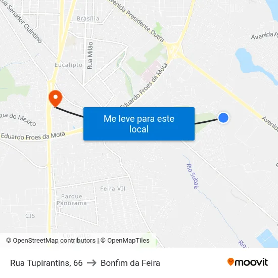 Rua Tupirantins, 66 to Bonfim da Feira map