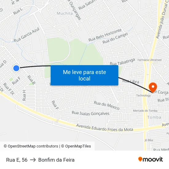 Rua E, 56 to Bonfim da Feira map