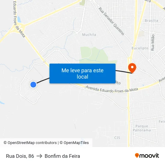 Rua Dois, 86 to Bonfim da Feira map