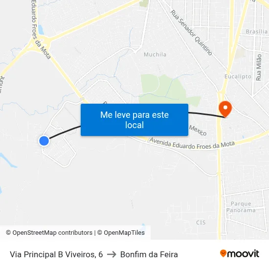 Via Principal B Viveiros, 6 to Bonfim da Feira map