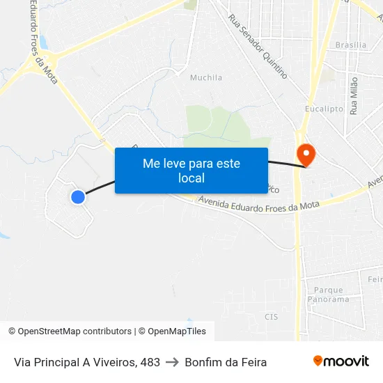 Via Principal A Viveiros, 483 to Bonfim da Feira map