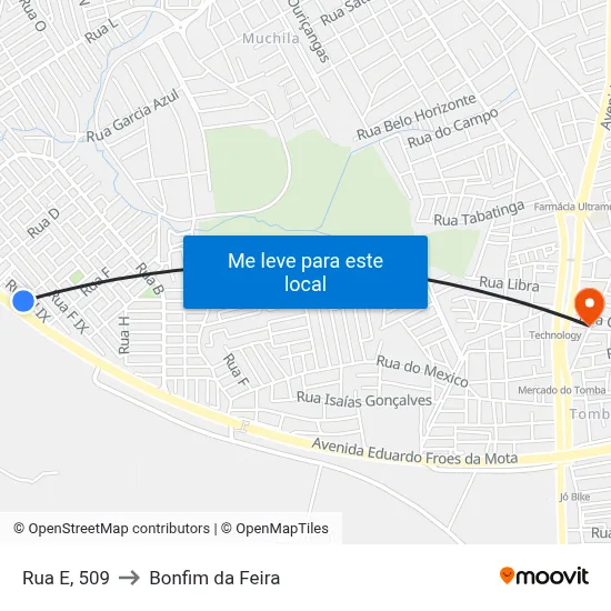 Rua E, 509 to Bonfim da Feira map