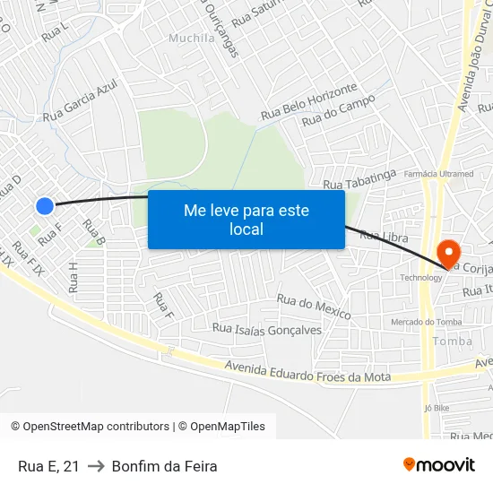 Rua E, 21 to Bonfim da Feira map
