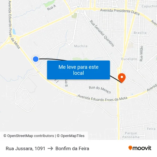 Rua Jussara, 1091 to Bonfim da Feira map