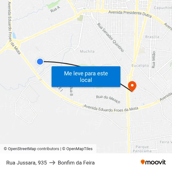 Rua Jussara, 935 to Bonfim da Feira map