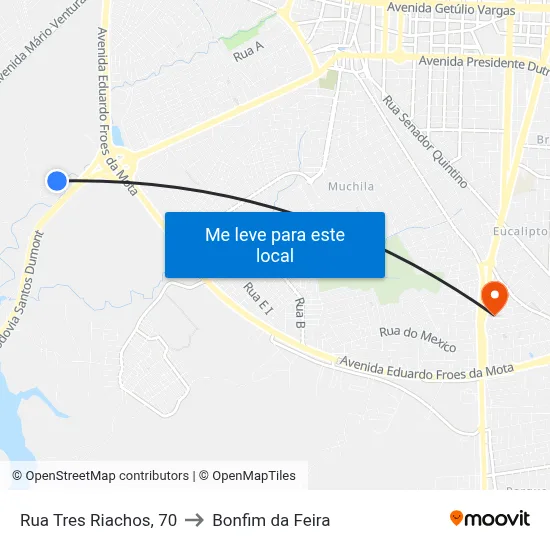 Rua Tres Riachos, 70 to Bonfim da Feira map