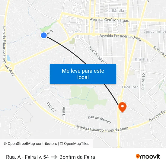 Rua. A - Feira Iv, 54 to Bonfim da Feira map