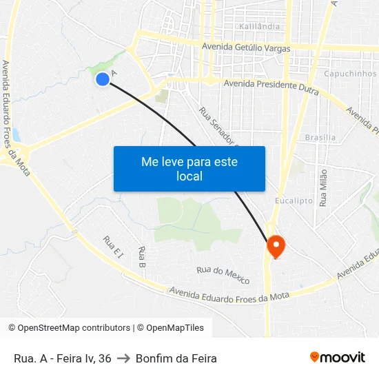 Rua. A - Feira Iv, 36 to Bonfim da Feira map
