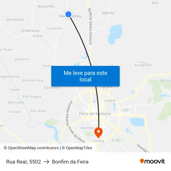 Rua Real, 5502 to Bonfim da Feira map